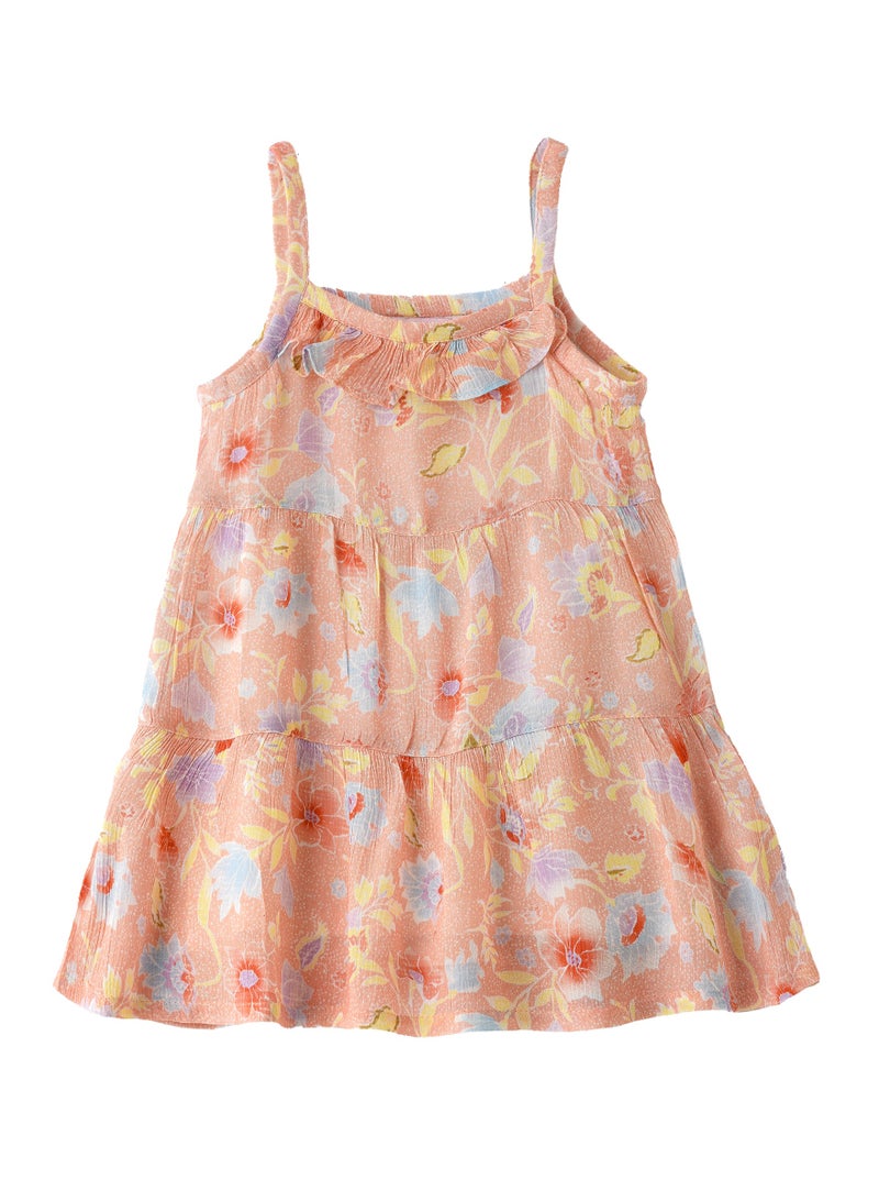 Jelliene Girls Orange Floral Spaghetti Strap Dress - Image 4